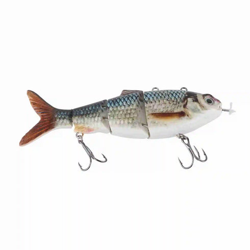 Robotic Swimming Lure Multi Jointed Rechargeable Electric Fishing Lure with Green LED Light for Night Fishing